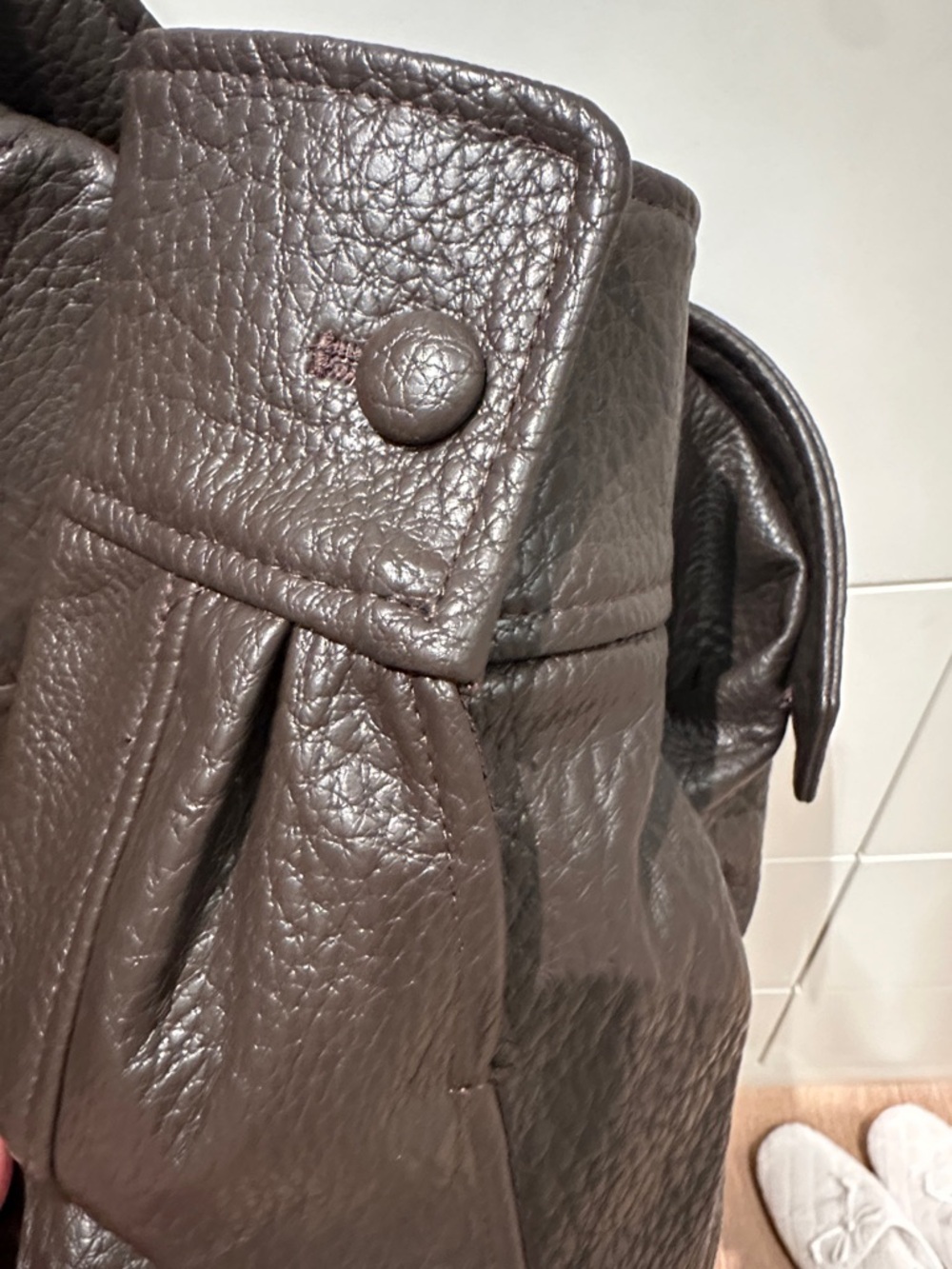 Zara faux brown leather pleather jacket S NWOT - Picture 11 of 15